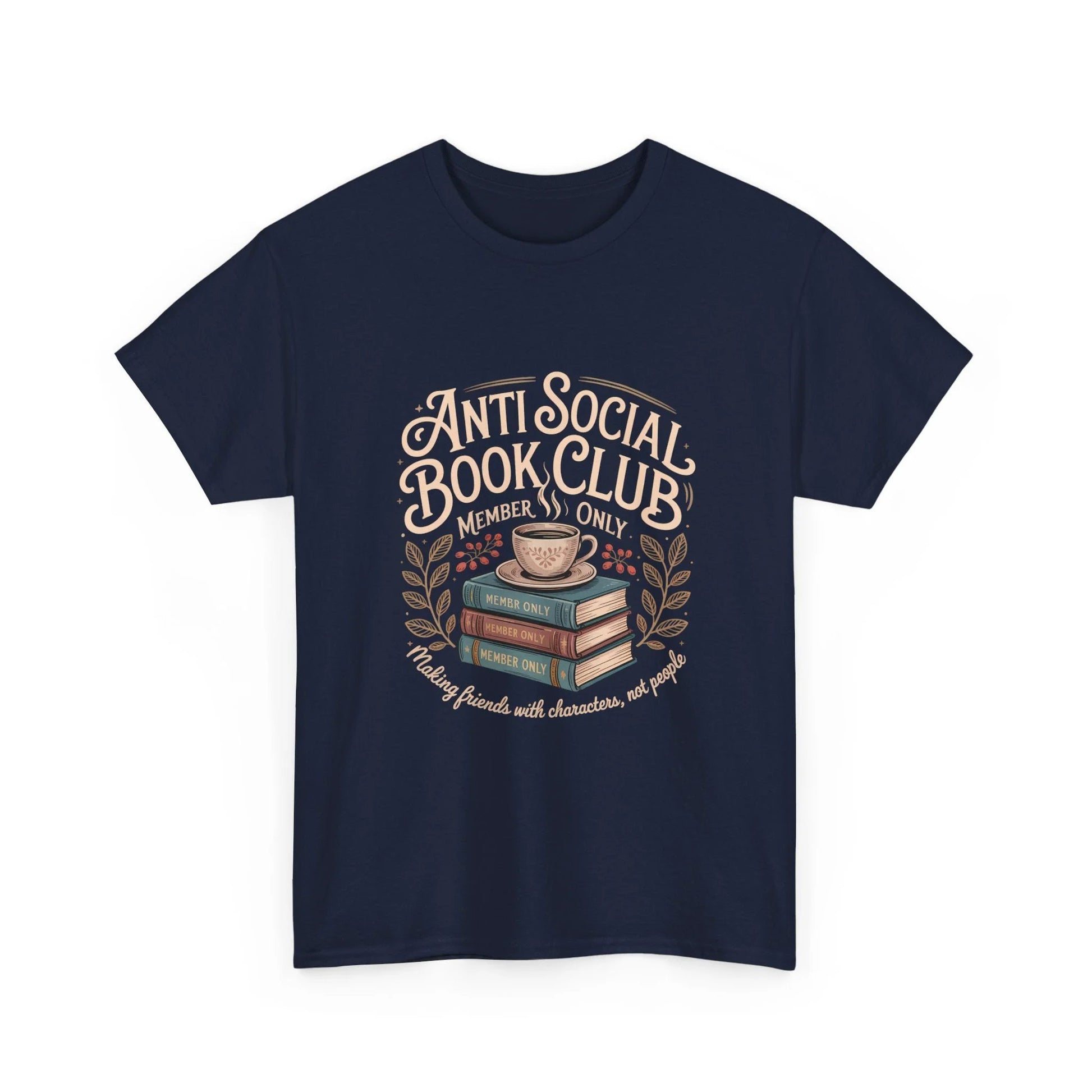 Book Lover Tee — "Anti Social Book Club" Coffee & Books Graphic Shirt by Printify