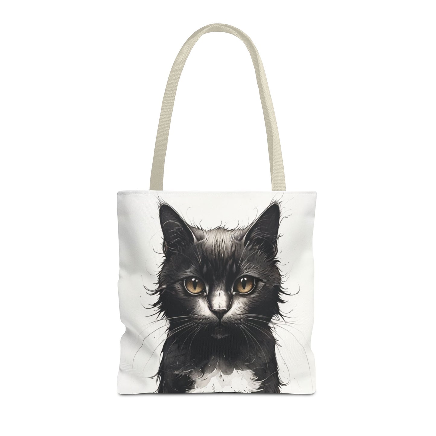 Elegant Black Cat Portrait Tote Bag - Stylish Reusable Shopping Bag for Cat Lovers