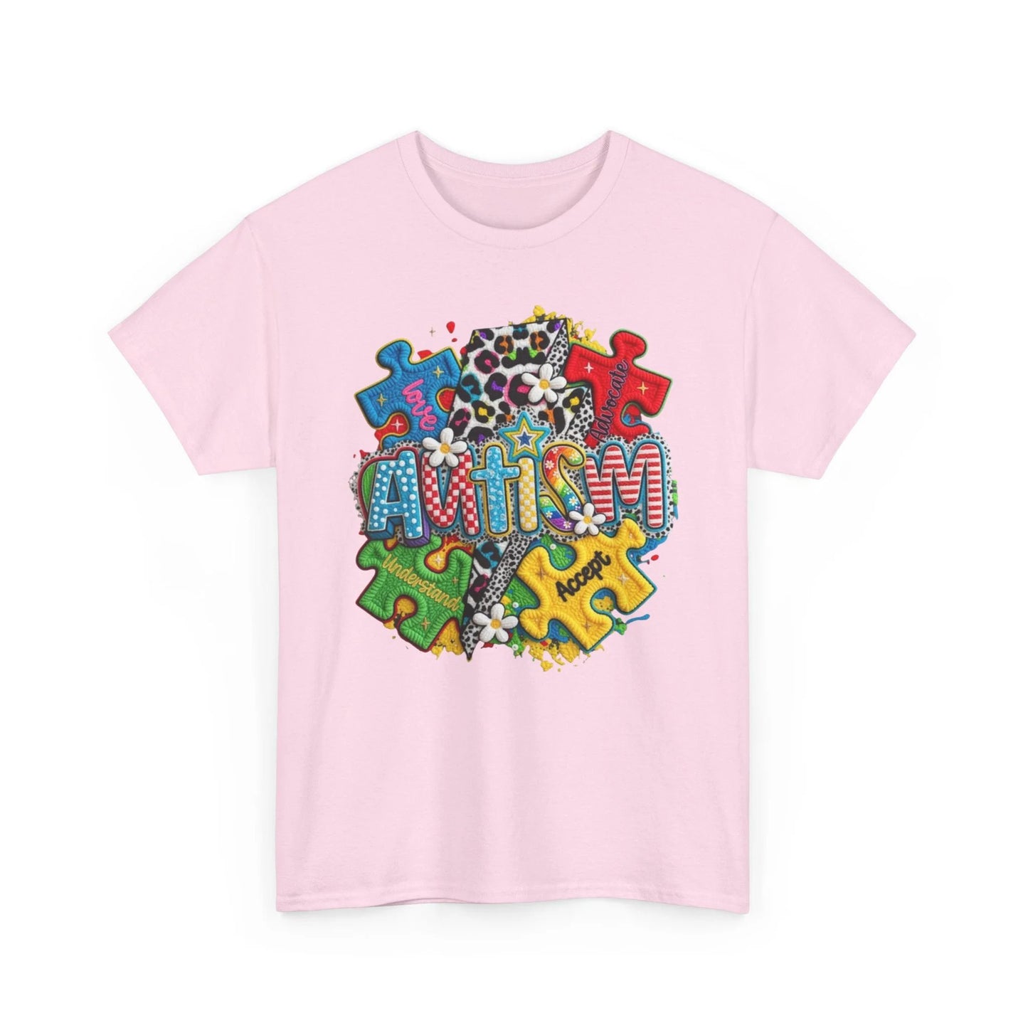 Autism Spectrum Puzzle Unisex Heavy Cotton Tee – Neurodiversity Awareness Gift Shirt by Printify