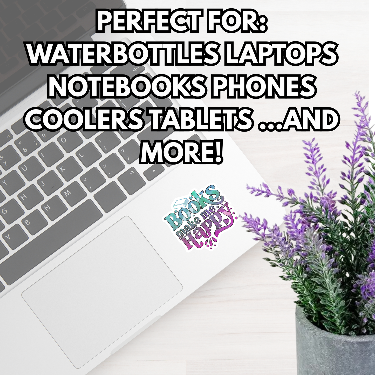 Books Make Me Happy Sticker, Book Lover Gift, Reading Sticker, Bookish Sticker, Water-Resistant Vinyl Decal
