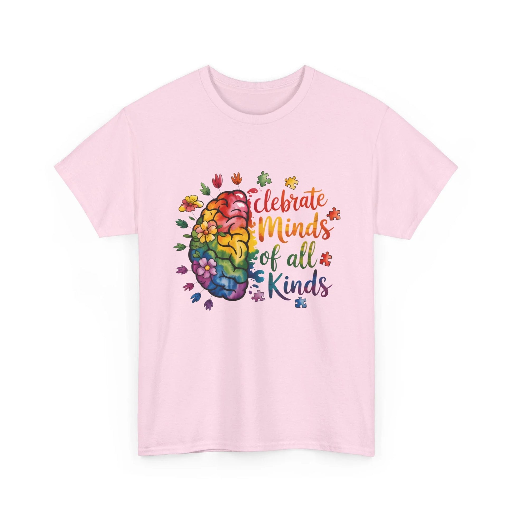 Celebrate All Kinds Autism Awareness Unisex Heavy Cotton Tee – Neurodiversity Pride Gift Shirt by Printify