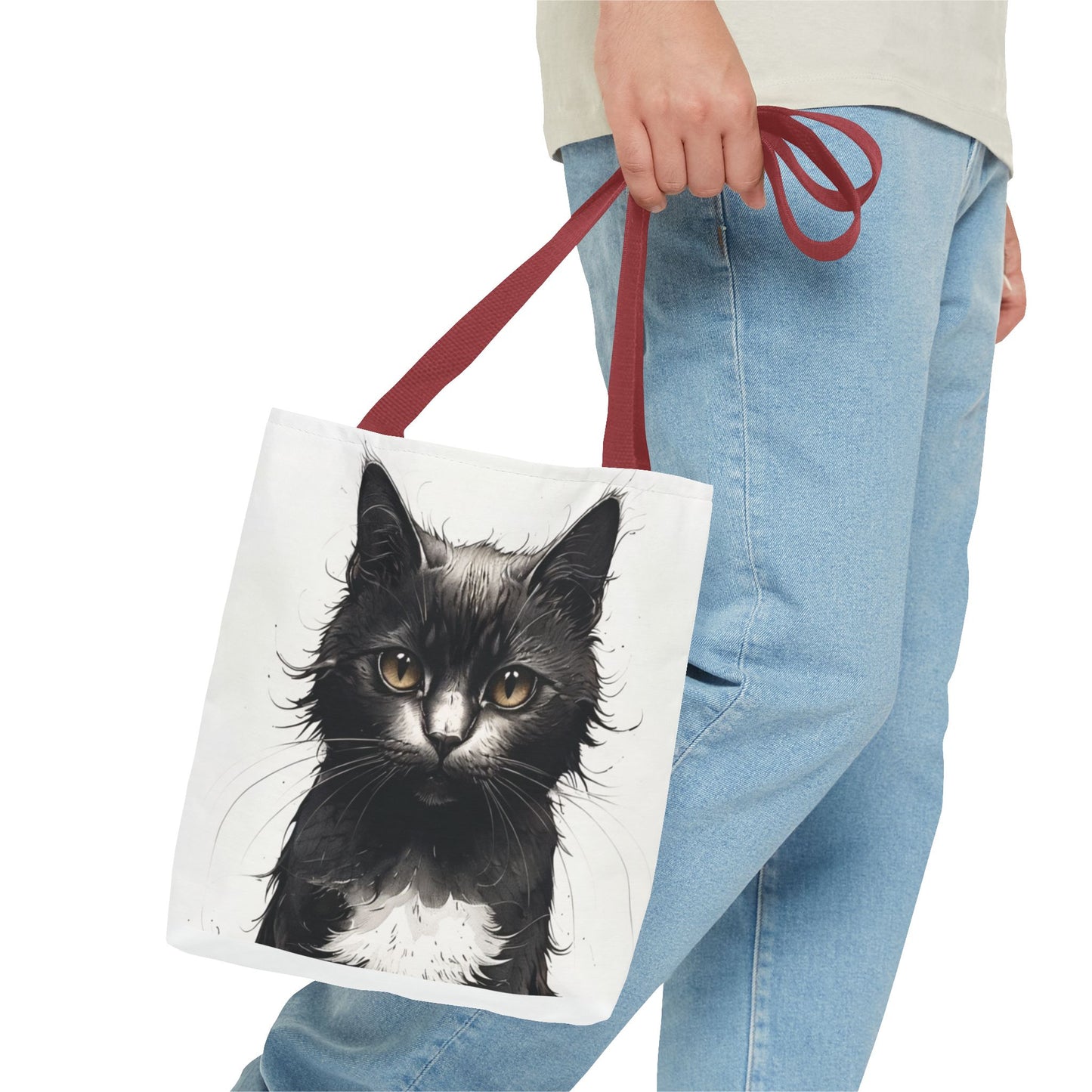 Elegant Black Cat Portrait Tote Bag - Stylish Reusable Shopping Bag for Cat Lovers