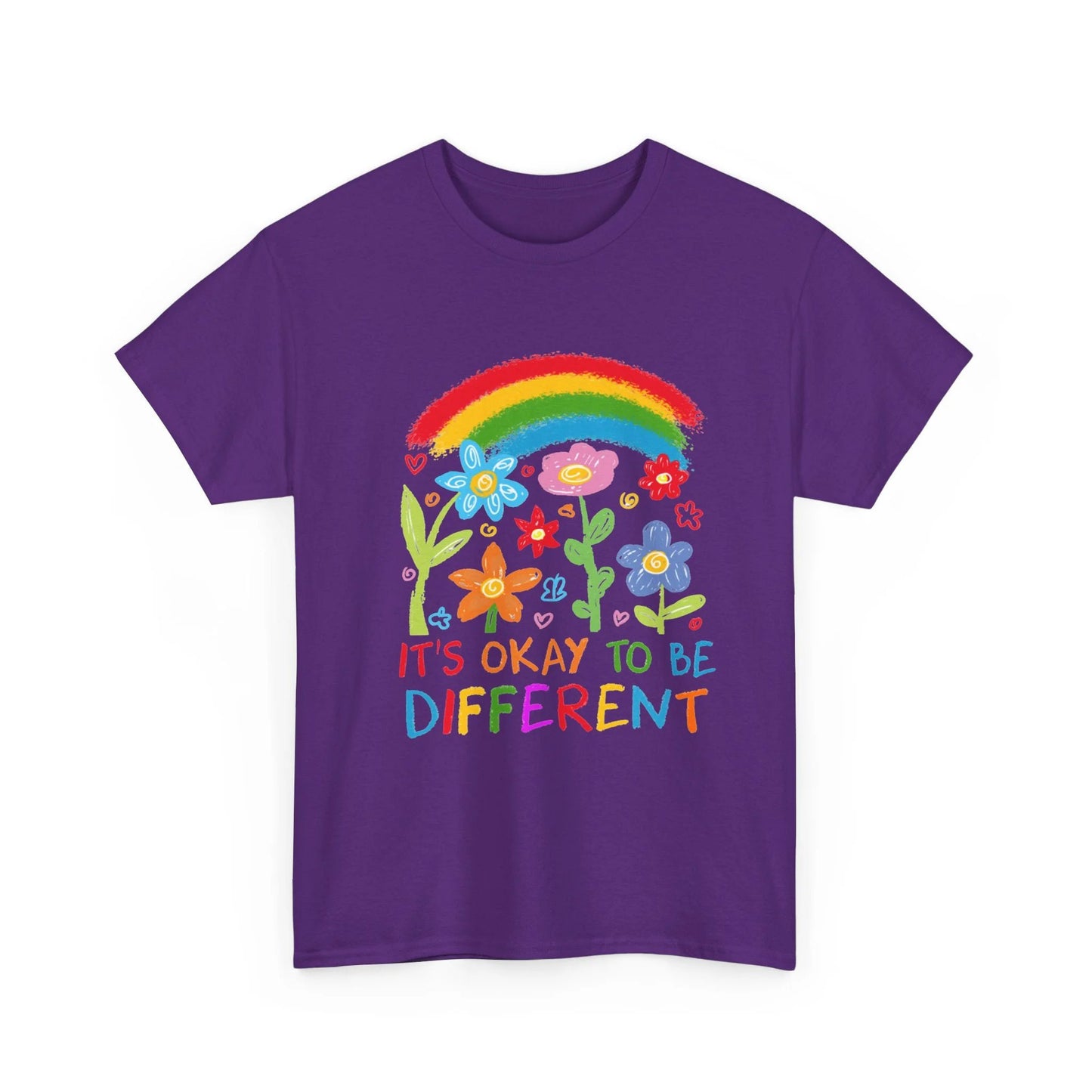 It's Okay to Be Different Autism Acceptance Unisex Heavy Cotton Tee – Rainbow Inclusion Awareness Shirt by Printify