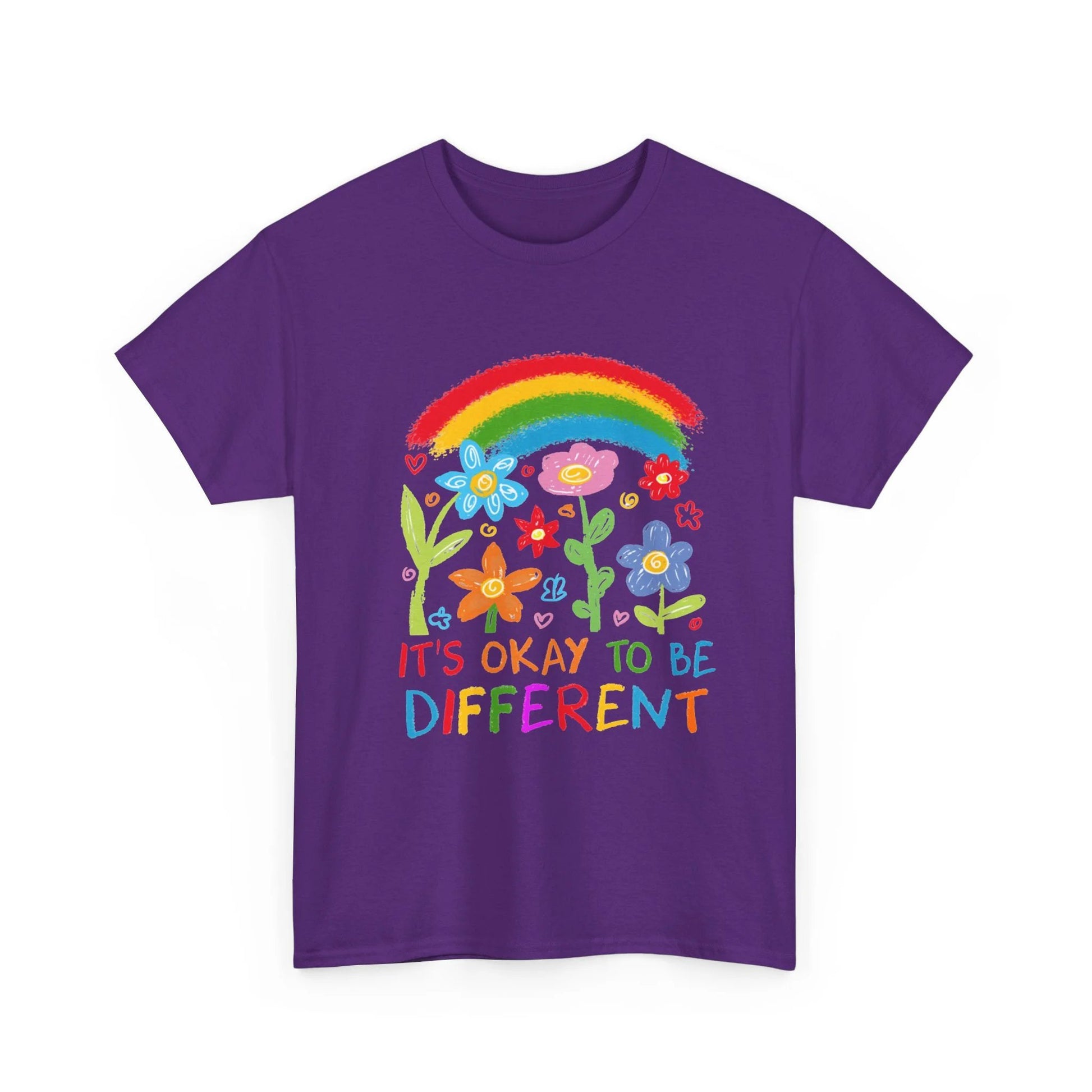 It's Okay to Be Different Autism Acceptance Unisex Heavy Cotton Tee – Rainbow Inclusion Awareness Shirt by Printify