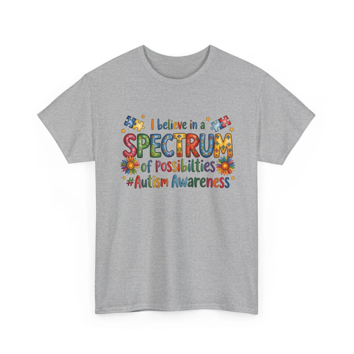 I Believe in the Spectrum Autism Awareness Unisex Heavy Cotton Tee – Neurodiversity Month Gift Shirt by Printify