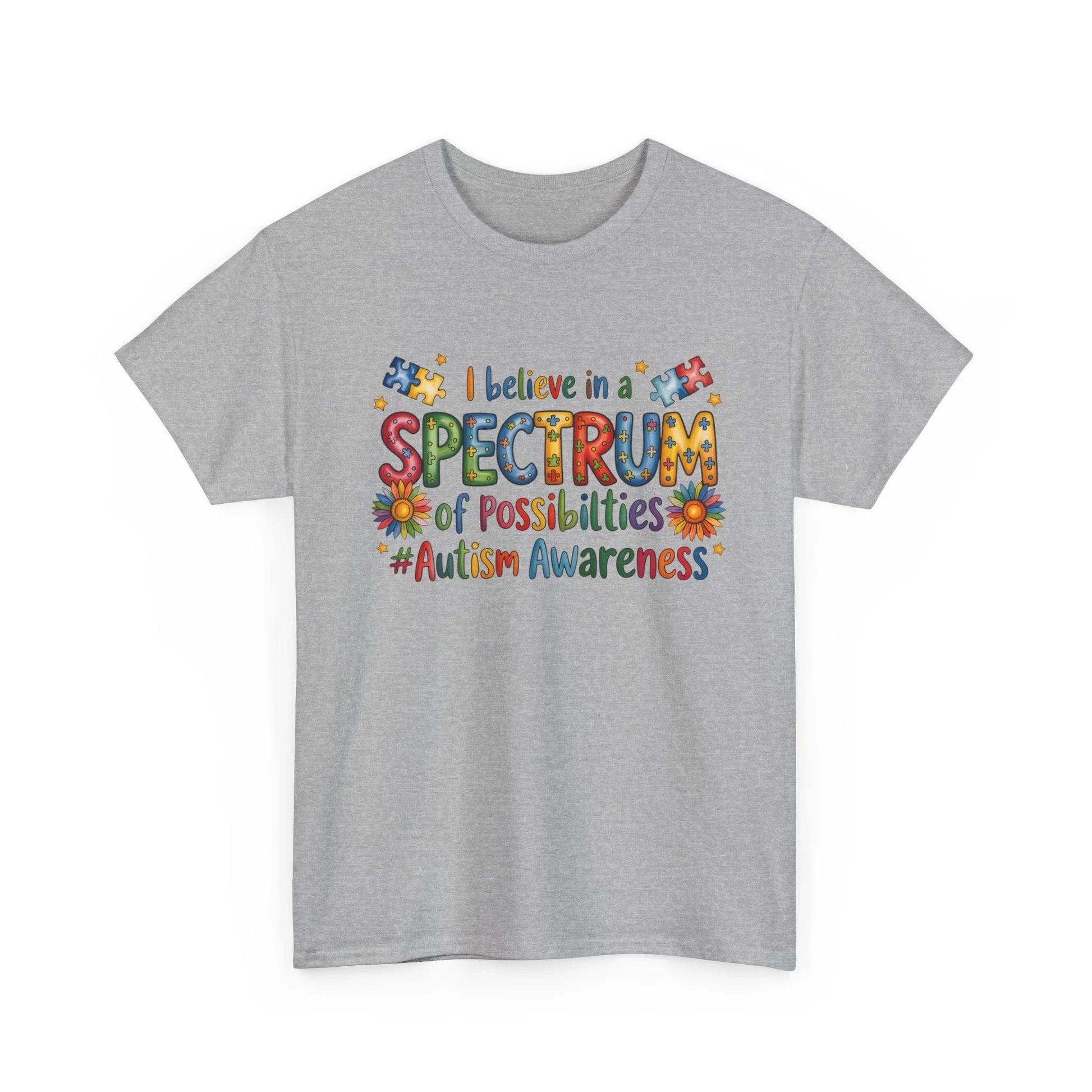I Believe in the Spectrum Autism Awareness Unisex Heavy Cotton Tee – Neurodiversity Month Gift Shirt by Printify