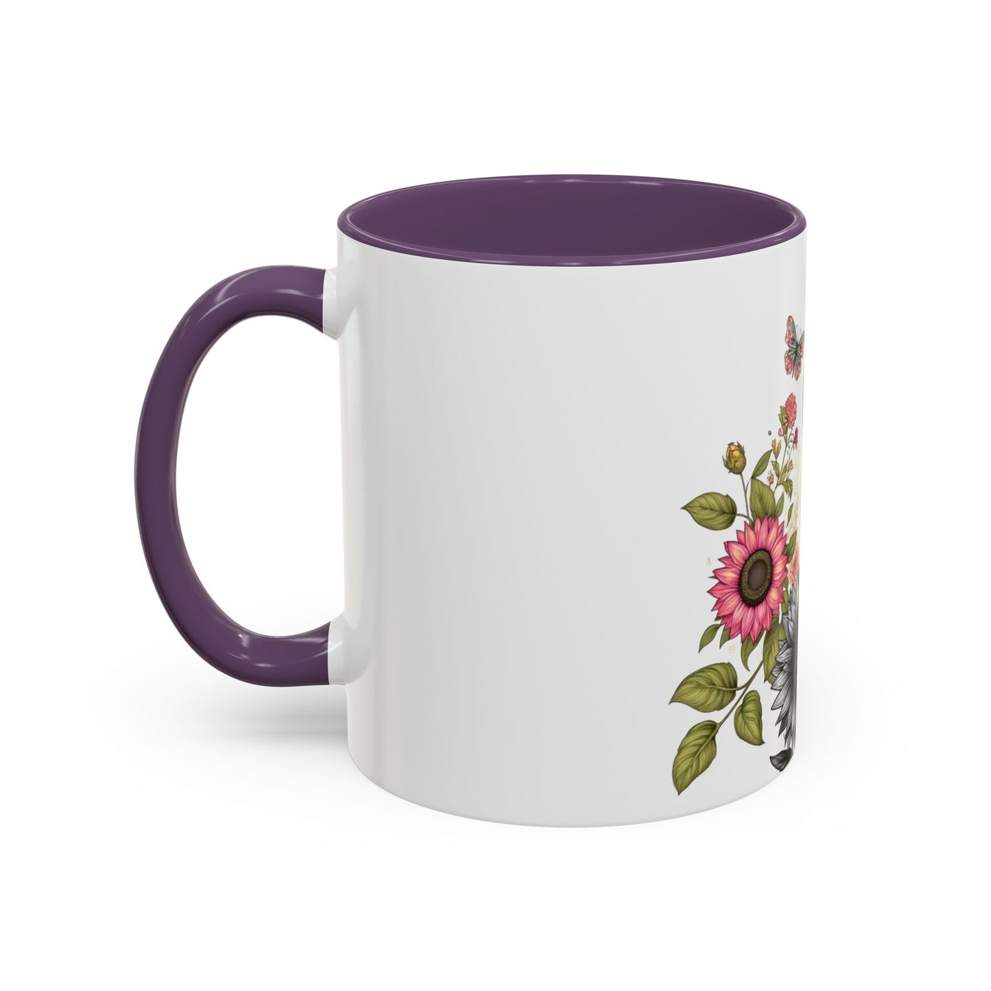 Colorful Floral Art Accent Coffee Mug - 11oz & 15oz