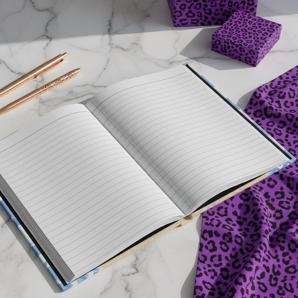 Beach surf journal open to lined writing pages