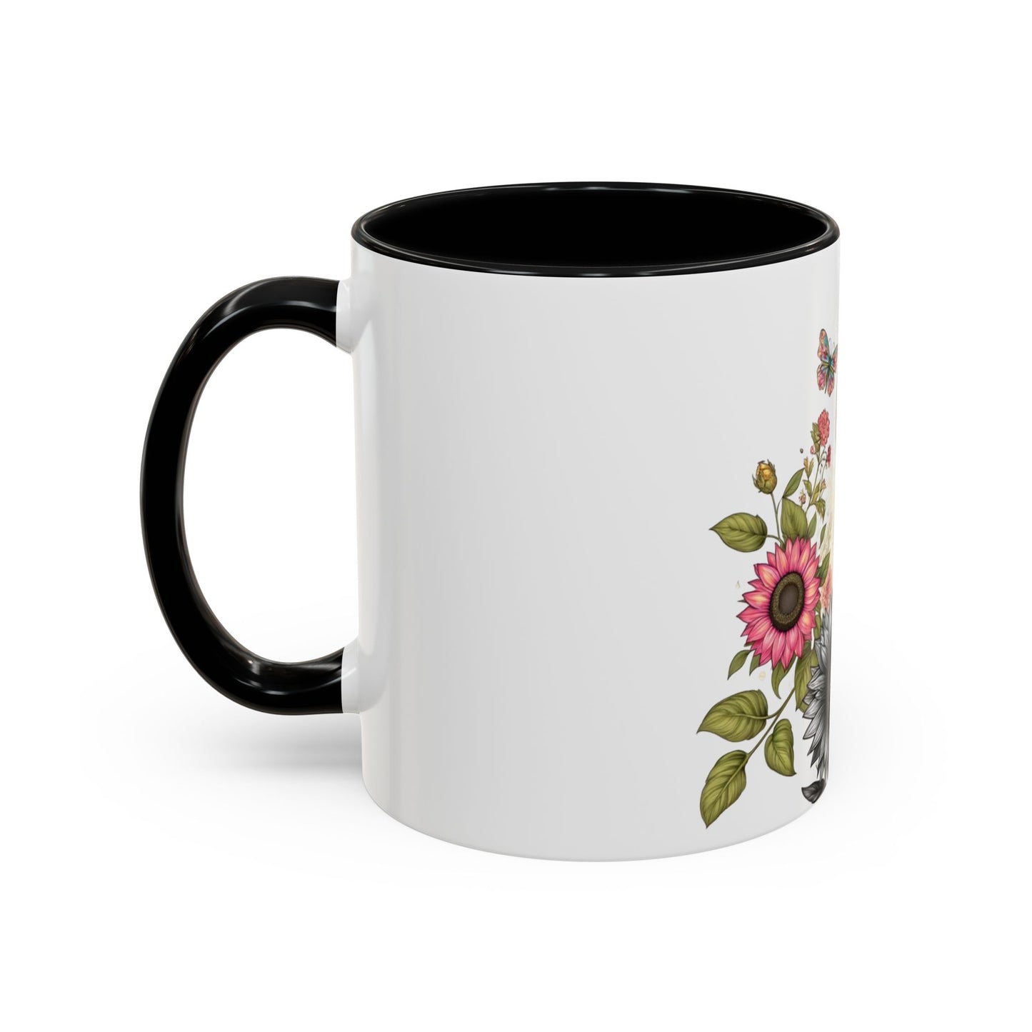 Colorful Floral Art Accent Coffee Mug - 11oz & 15oz