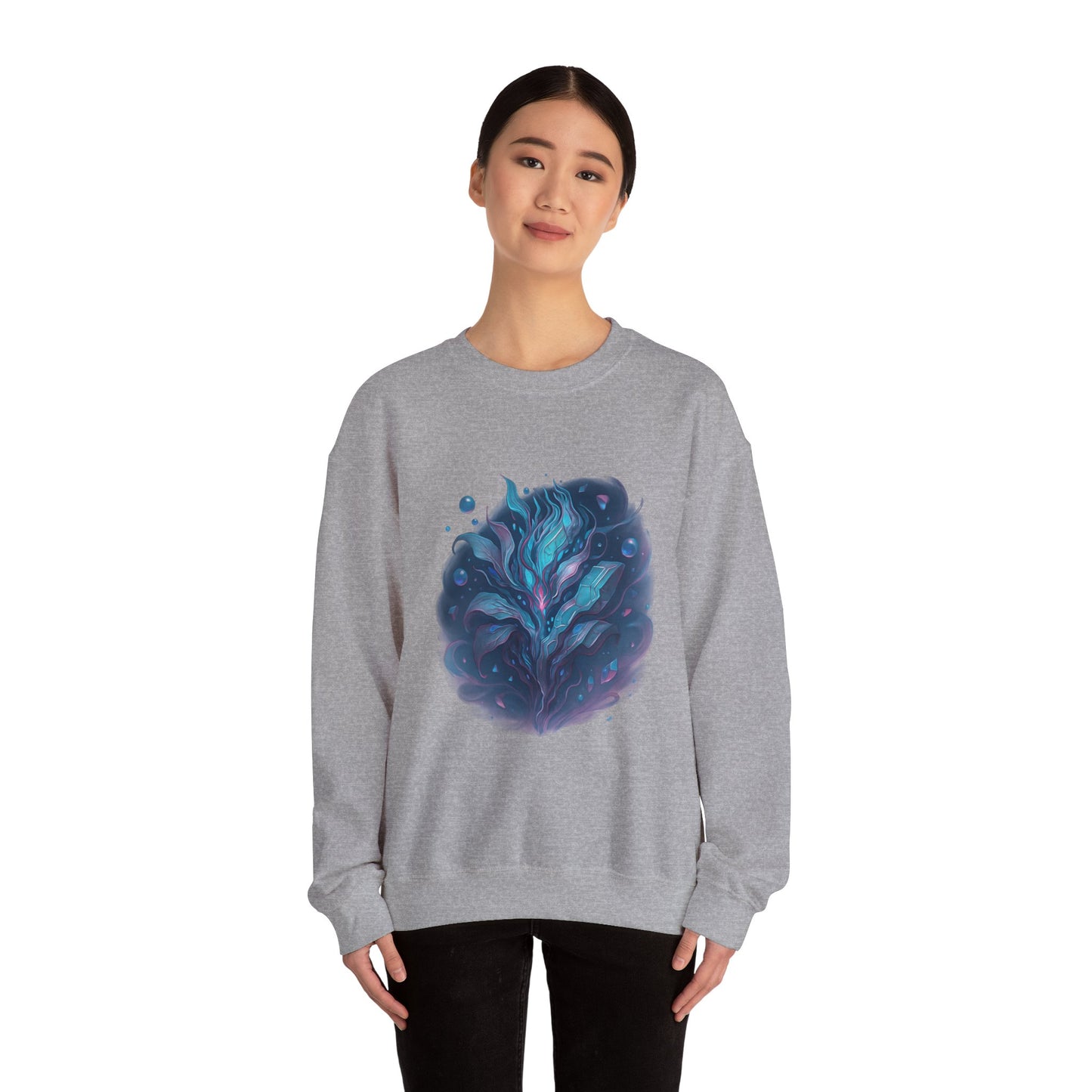 Fantasy Abstract Galaxy Leaf Sweatshirt – Trippy Cosmic Art Crewneck, Psychedelic Plant Pullover, Vaporwave Aesthetic Shirt