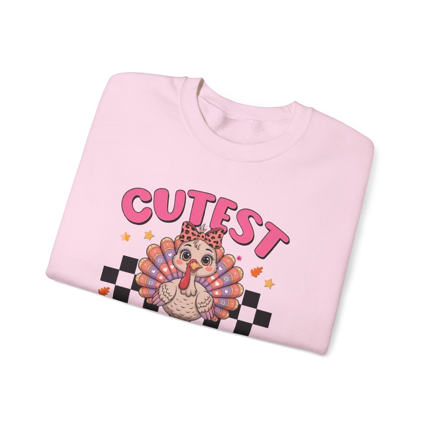 Chic Retro Turkey Thanksgiving Sweatshirt: Cutest At The Table – Cozy Crewneck in Purple, Pink, & More Colors for Holiday Family Gatherings