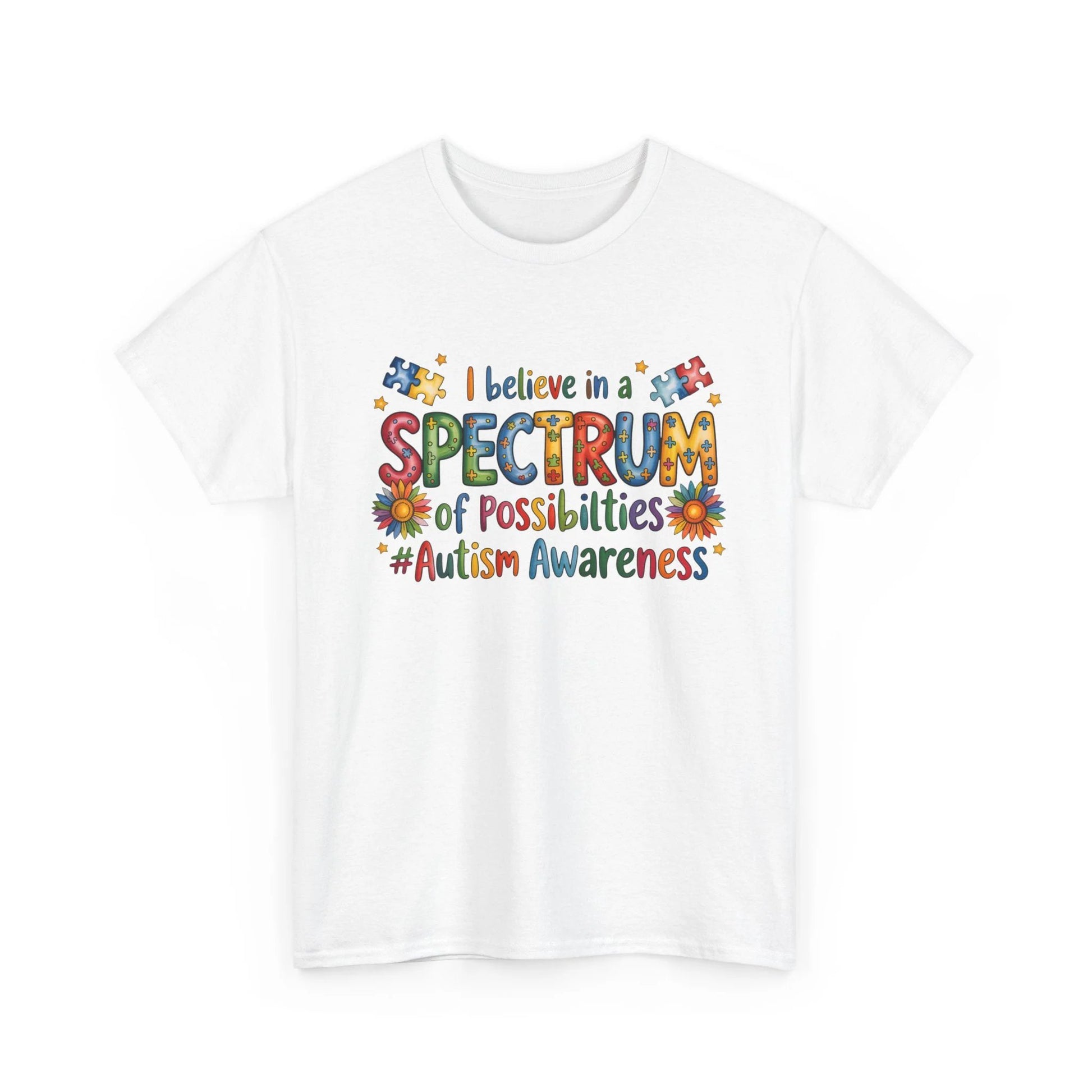 I Believe in the Spectrum Autism Awareness Unisex Heavy Cotton Tee – Neurodiversity Month Gift Shirt by Printify
