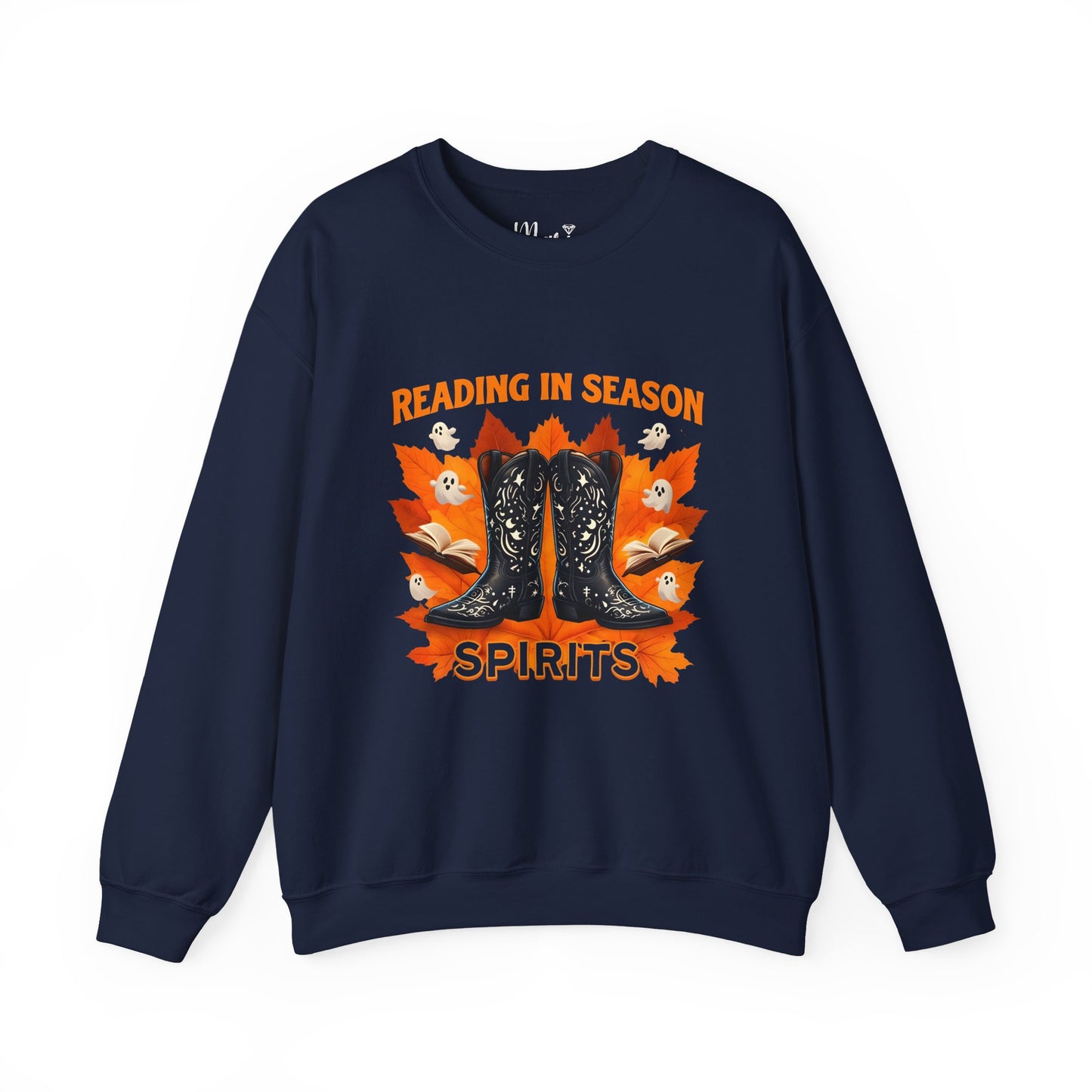 Western Book Lover Crewneck Sweatshirt, Halloween Reading Sweatshirt, Cowboy Boots Fall Vibes, Spooky Season Bookworm