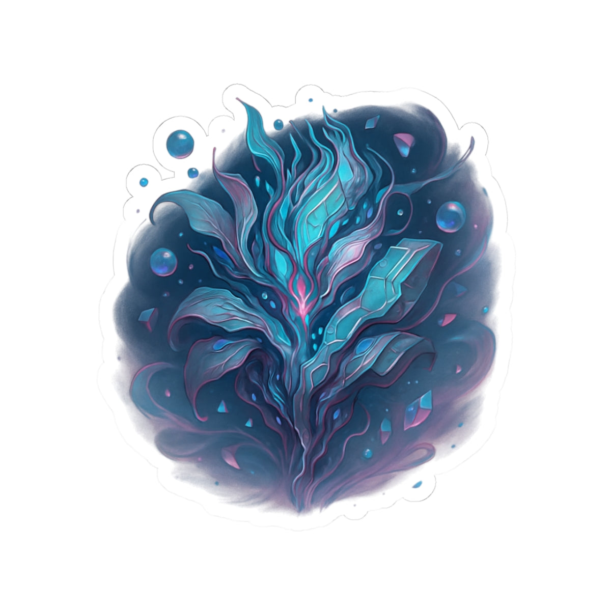 Fantasy Galaxy Leaf Sticker – Trippy Cosmic Plant Kiss Cut Decal, Surreal Vaporwave Aesthetic, Dreamcore Laptop Sticker