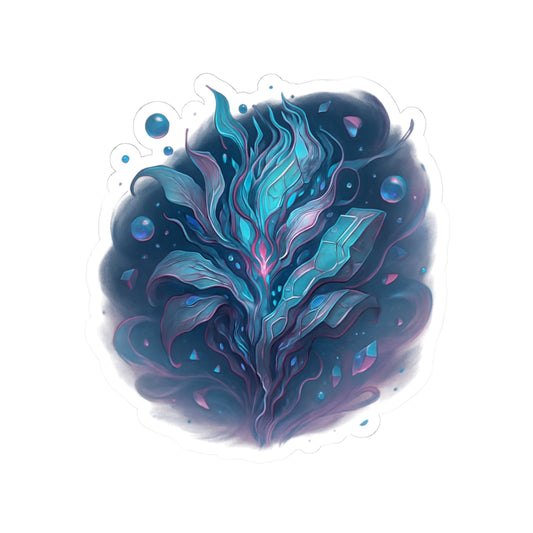 Fantasy Galaxy Leaf Sticker – Trippy Cosmic Plant Kiss Cut Decal, Surreal Vaporwave Aesthetic, Dreamcore Laptop Sticker