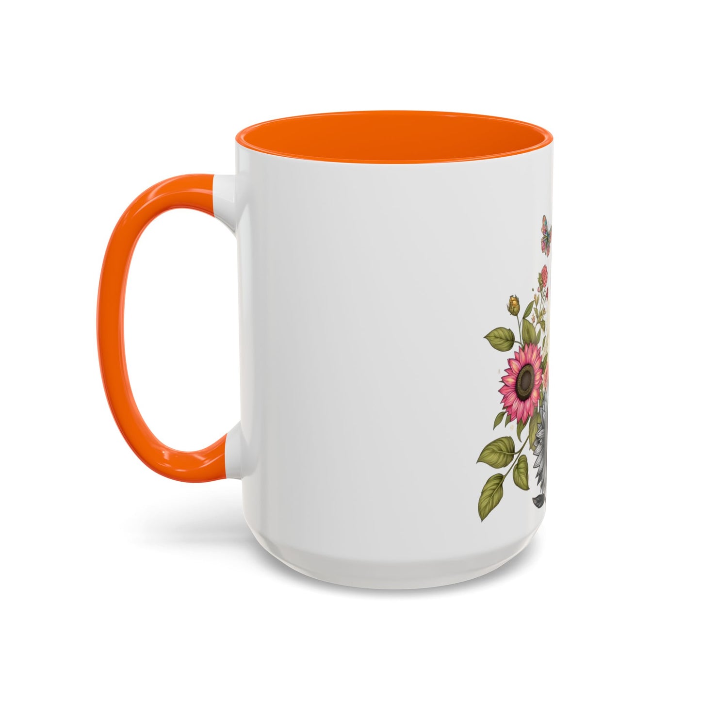 Colorful Floral Art Accent Coffee Mug - 11oz & 15oz