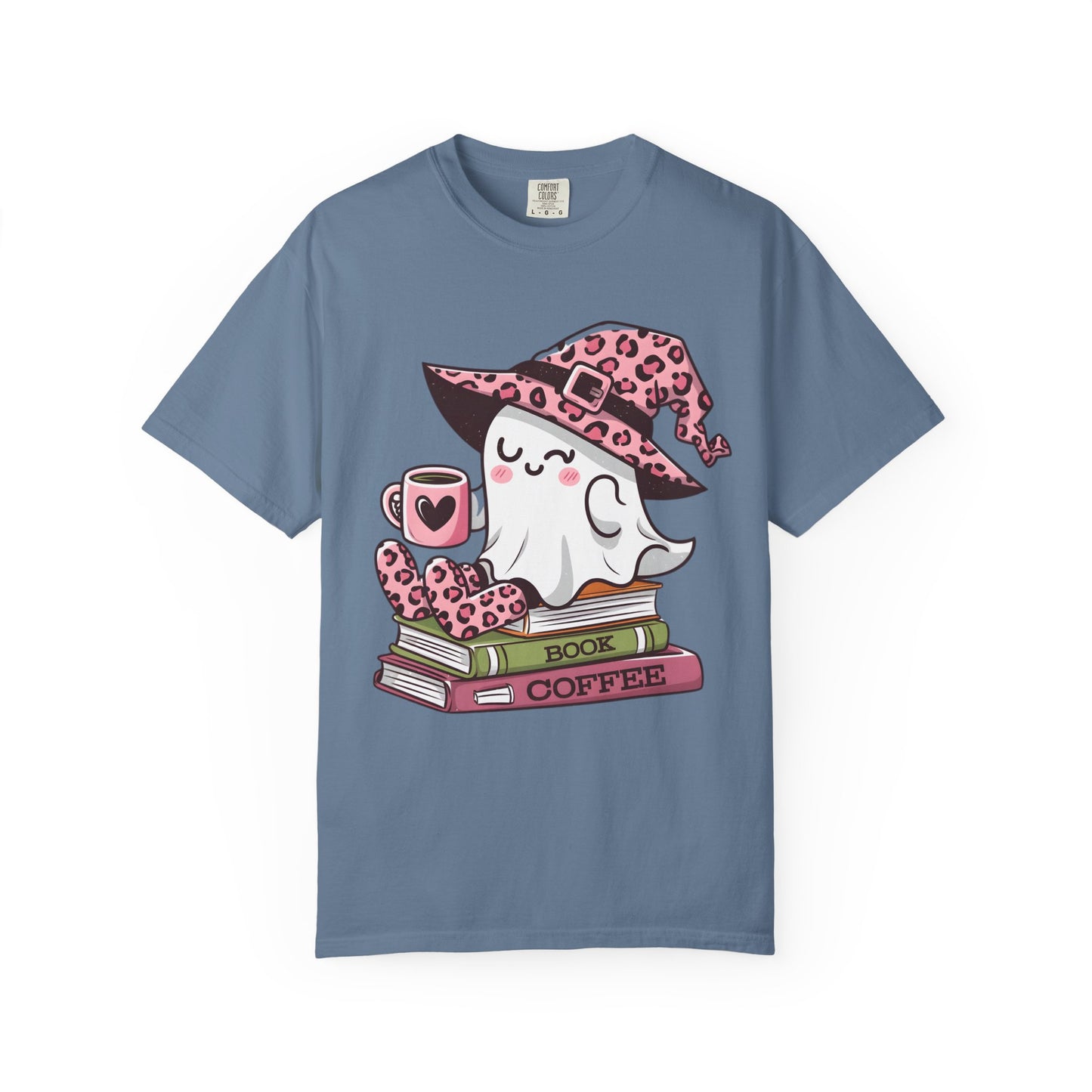 Cute Halloween Coffee Shirt, Spooky Ghost Reading Tee, Vintage Style Halloween Shirt, Cozy Ghost, Book Club Shirt