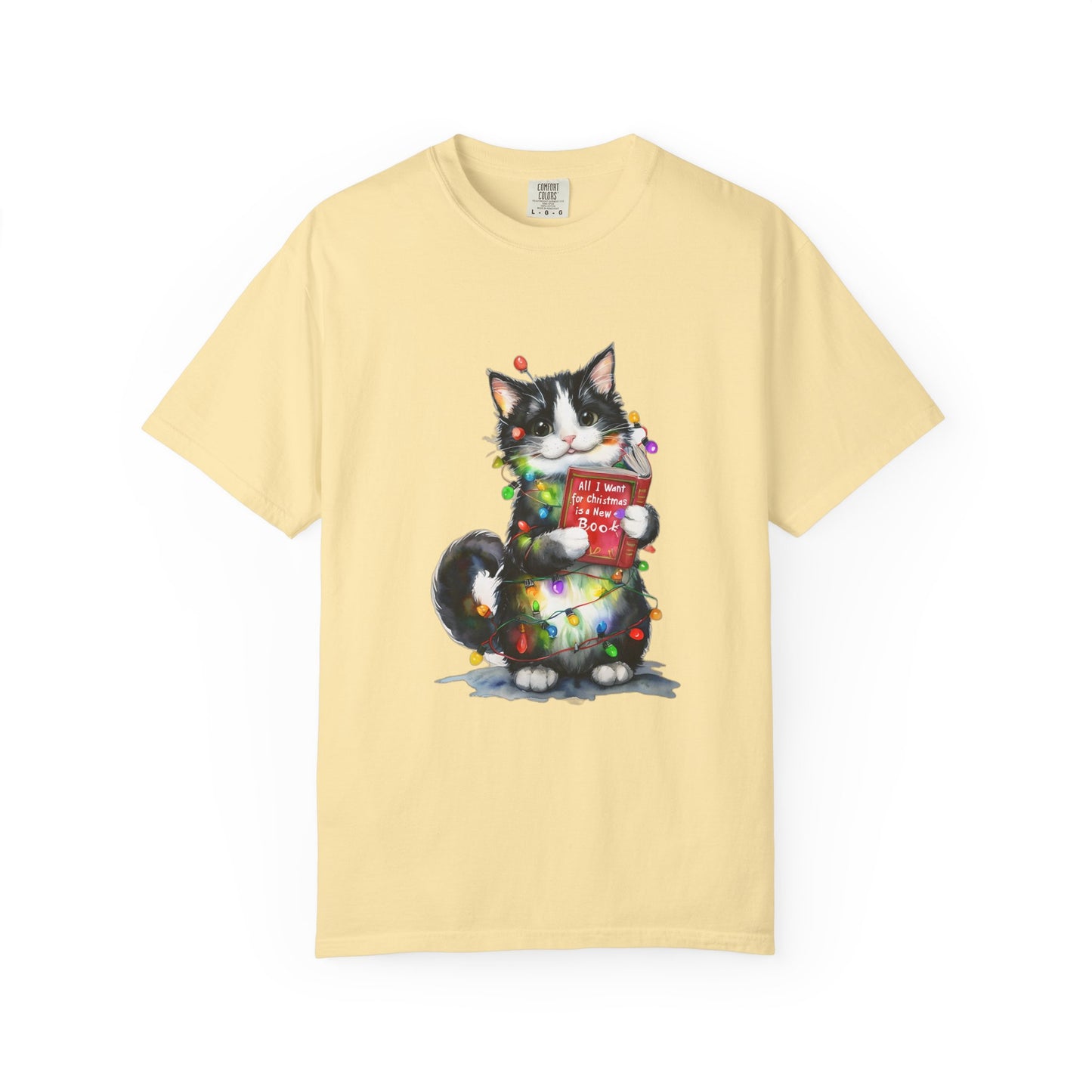 All I Want for Christmas Is Food Cat T-Shirt, Christmas Cat Lover Shirt, Cute Cat Holiday Tee, Funny Holiday Gift, Comfort Colors