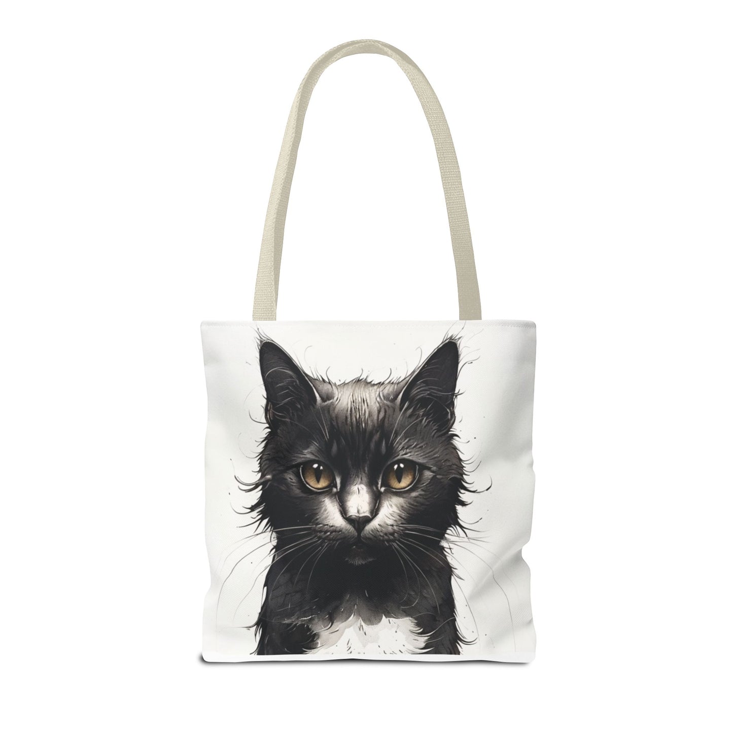 Elegant Black Cat Portrait Tote Bag - Stylish Reusable Shopping Bag for Cat Lovers