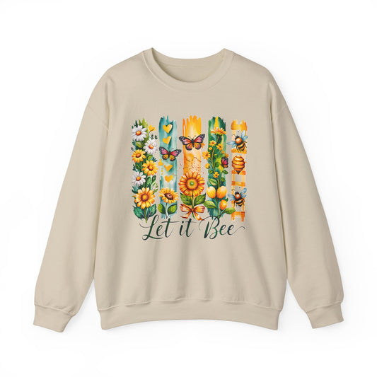 Floral & Insect "Let It Bee" Sweatshirt - Cozy Nature-Inspired Pullover