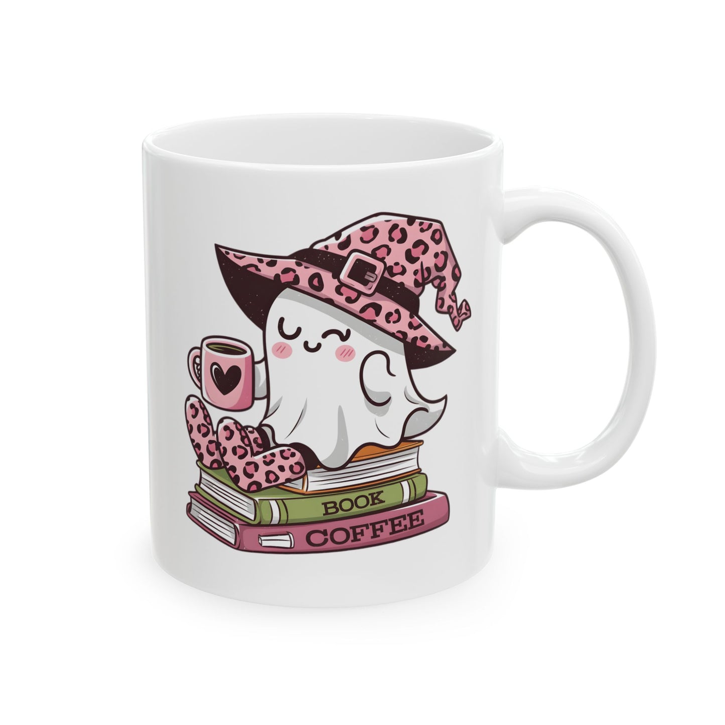 Spooky Ghost Coffee Mug, Cute Halloween Book Mug, Ghost Lover Coffee Mug, Bookworm Ghost Mug, Halloween Tea Cup, Coffee Lover Gift