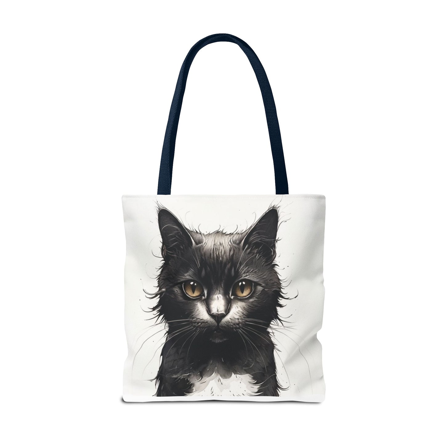 Elegant Black Cat Portrait Tote Bag - Stylish Reusable Shopping Bag for Cat Lovers