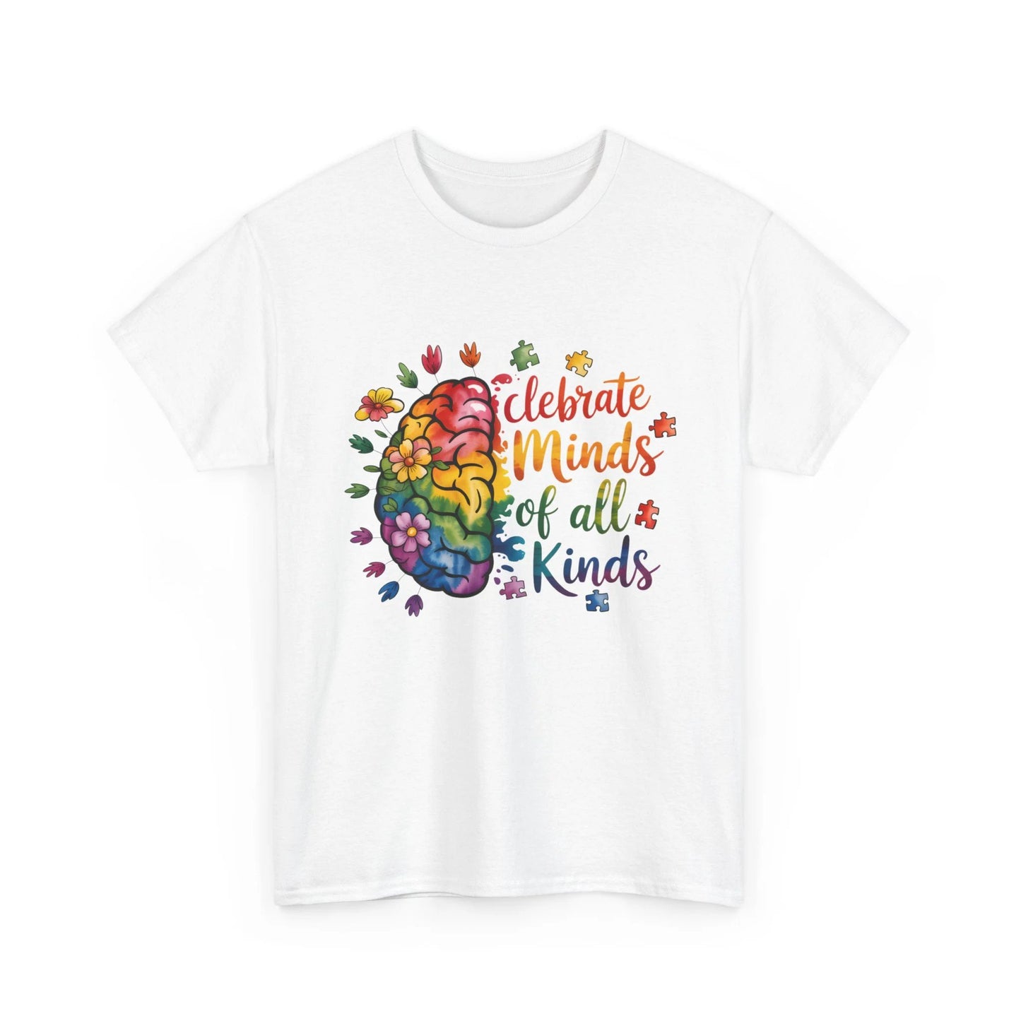 Celebrate All Kinds Autism Awareness Unisex Heavy Cotton Tee – Neurodiversity Pride Gift Shirt by Printify