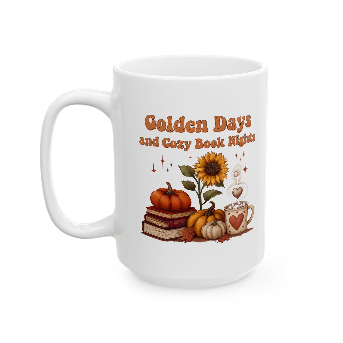 Golden Days and Cozy Book Nights Mug, Autumn Reading Coffee Cup, Fall Vibes Mug, Cozy Season Drinkware, Bookworm Gift, Literary Drinkware