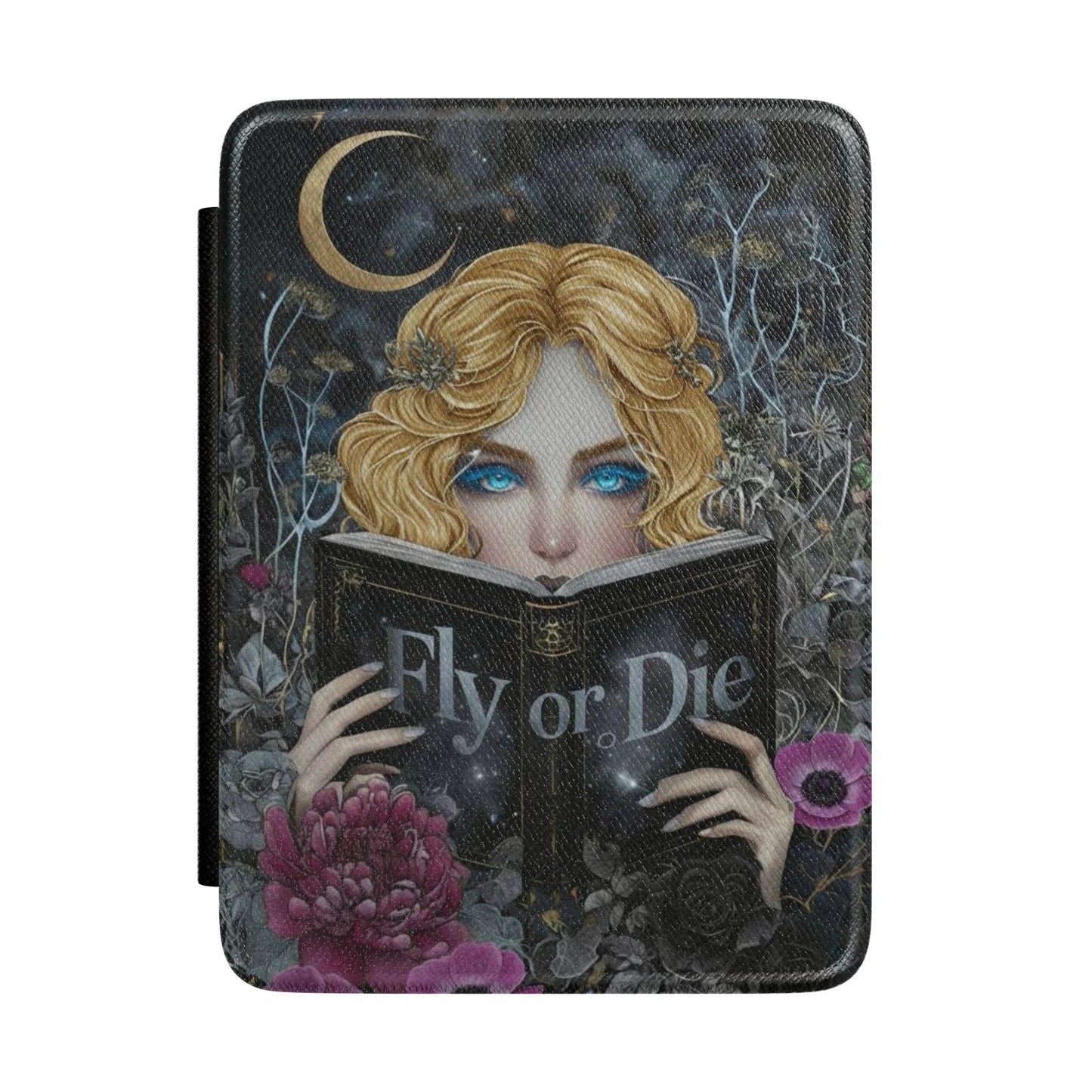 Kindle Case — Gothic 'Fly or Die' Booklover Cover with Moonlit Witchy Art by Printify