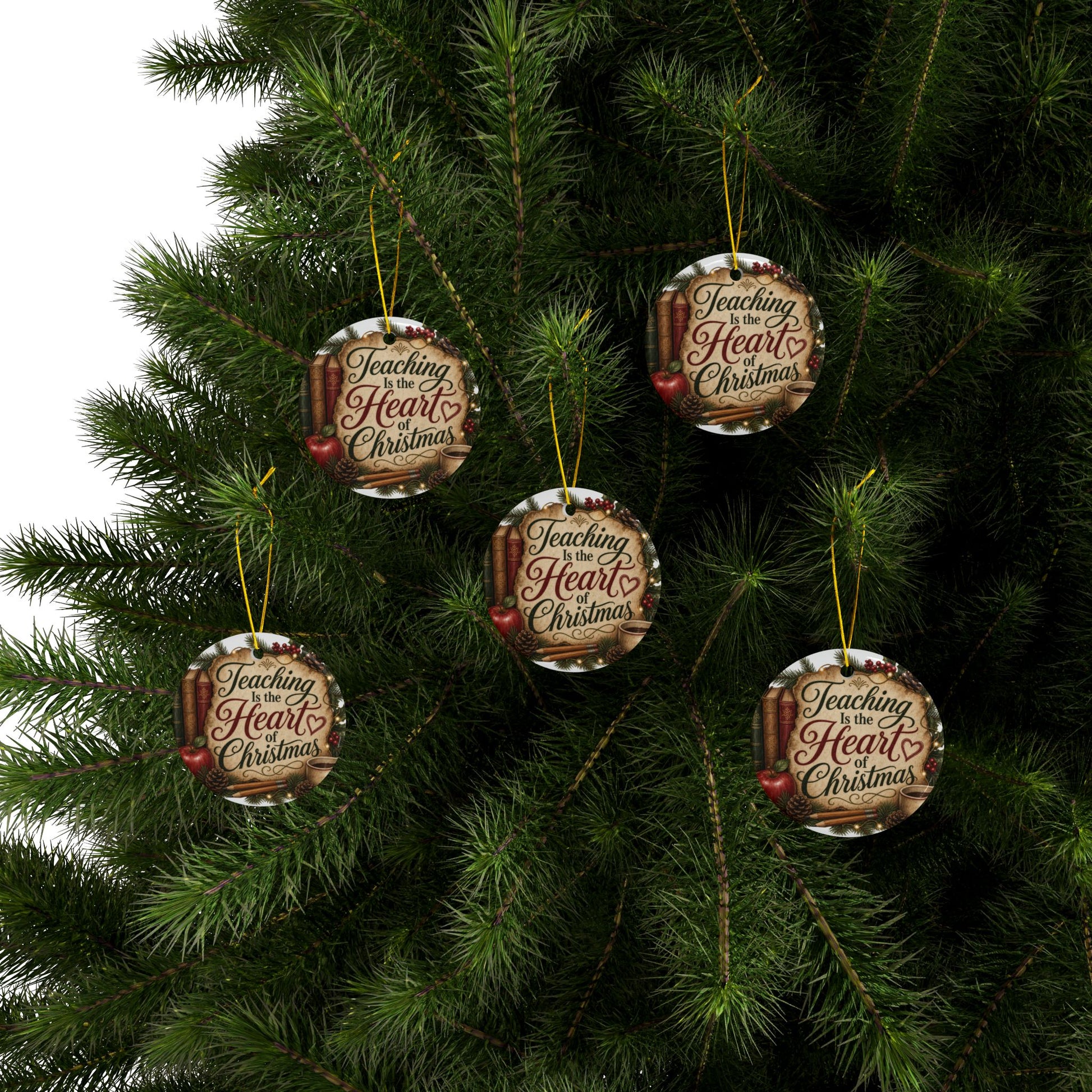 Teaching Is the Heart of Christmas Teacher Ornament featuring the Teaching Is the Heart of Christmas design – alternate product view