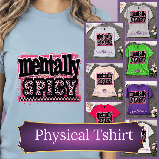 Mentally Spicy T-Shirt | Leopard Checkered Graphic Tee | Funny Neurodivergent Shirt