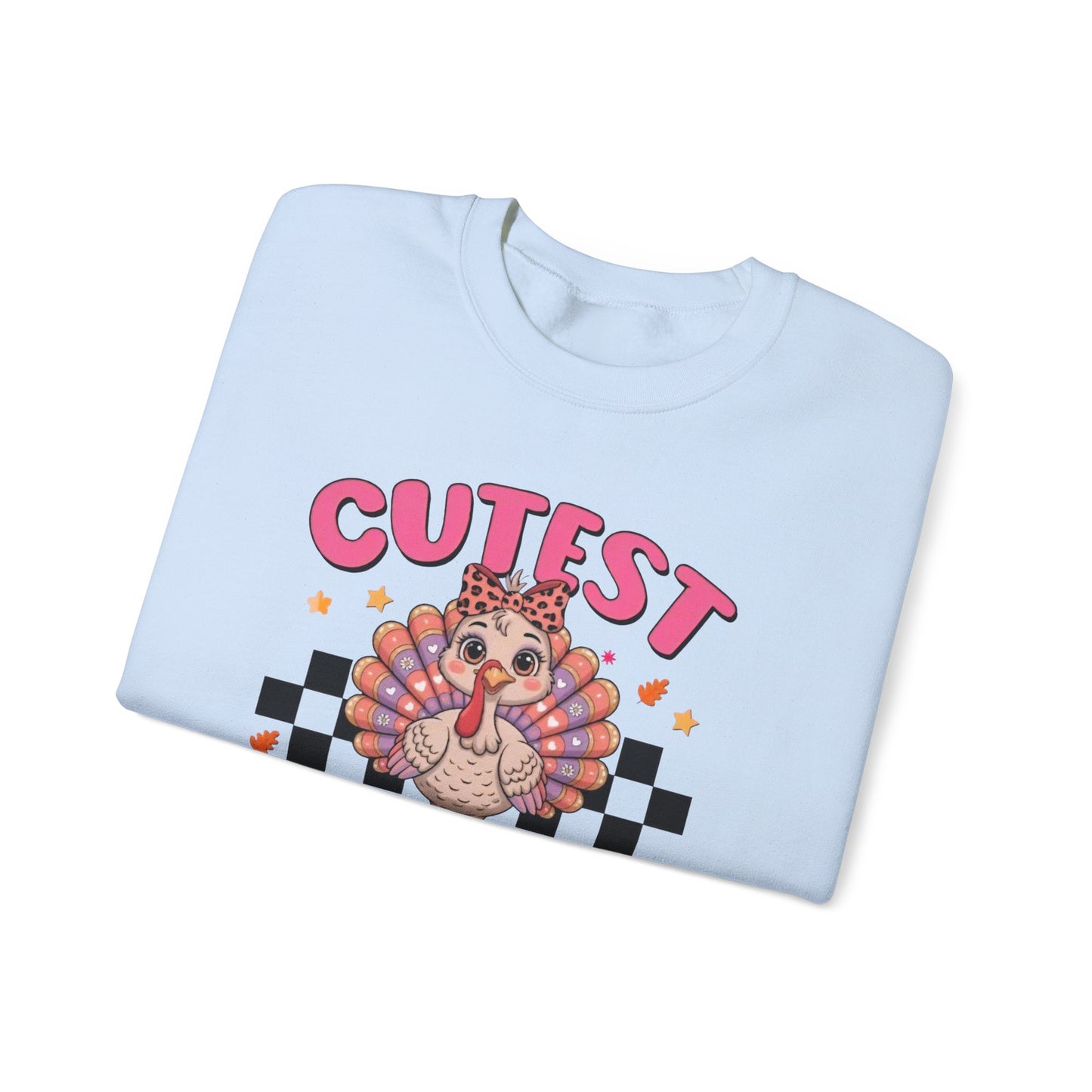 Chic Retro Turkey Thanksgiving Sweatshirt: Cutest At The Table – Cozy Crewneck in Purple, Pink, & More Colors for Holiday Family Gatherings