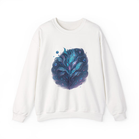 Fantasy Abstract Galaxy Leaf Sweatshirt – Trippy Cosmic Art Crewneck, Psychedelic Plant Pullover, Vaporwave Aesthetic Shirt
