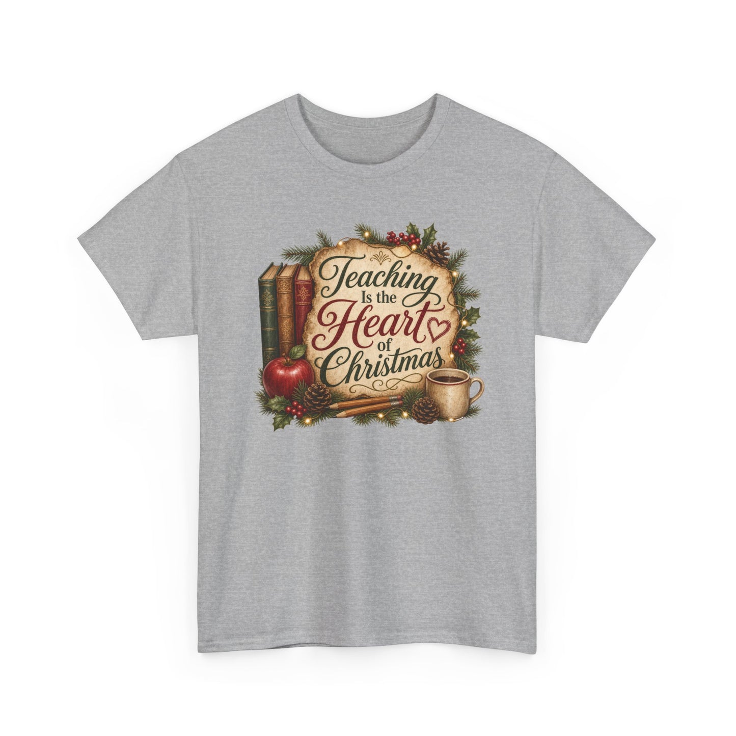 Teaching Is the Heart of Christmas teacher T-shirt back product view