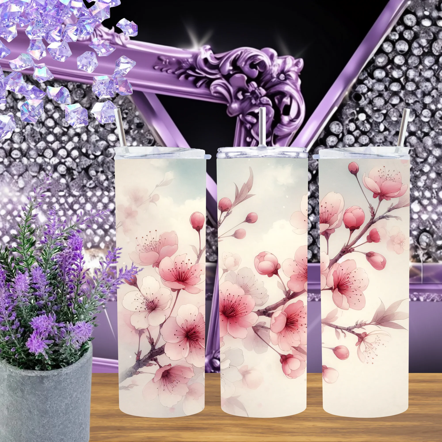 Cherry Blossom 20oz Tumbler Sakura Branch 30oz Cup Pink Floral Drinkware Aesthetic Gift Spring Bloom Sublimation Mug by Marie Gems