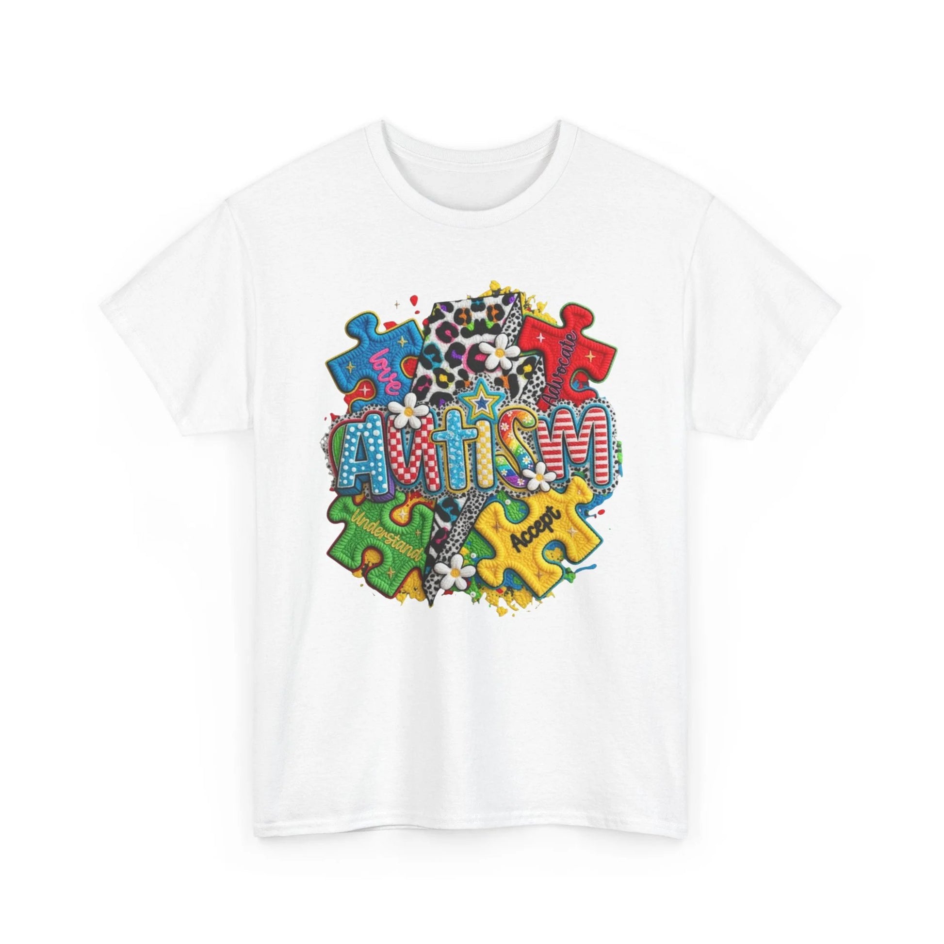 Autism Spectrum Puzzle Unisex Heavy Cotton Tee – Neurodiversity Awareness Gift Shirt by Printify