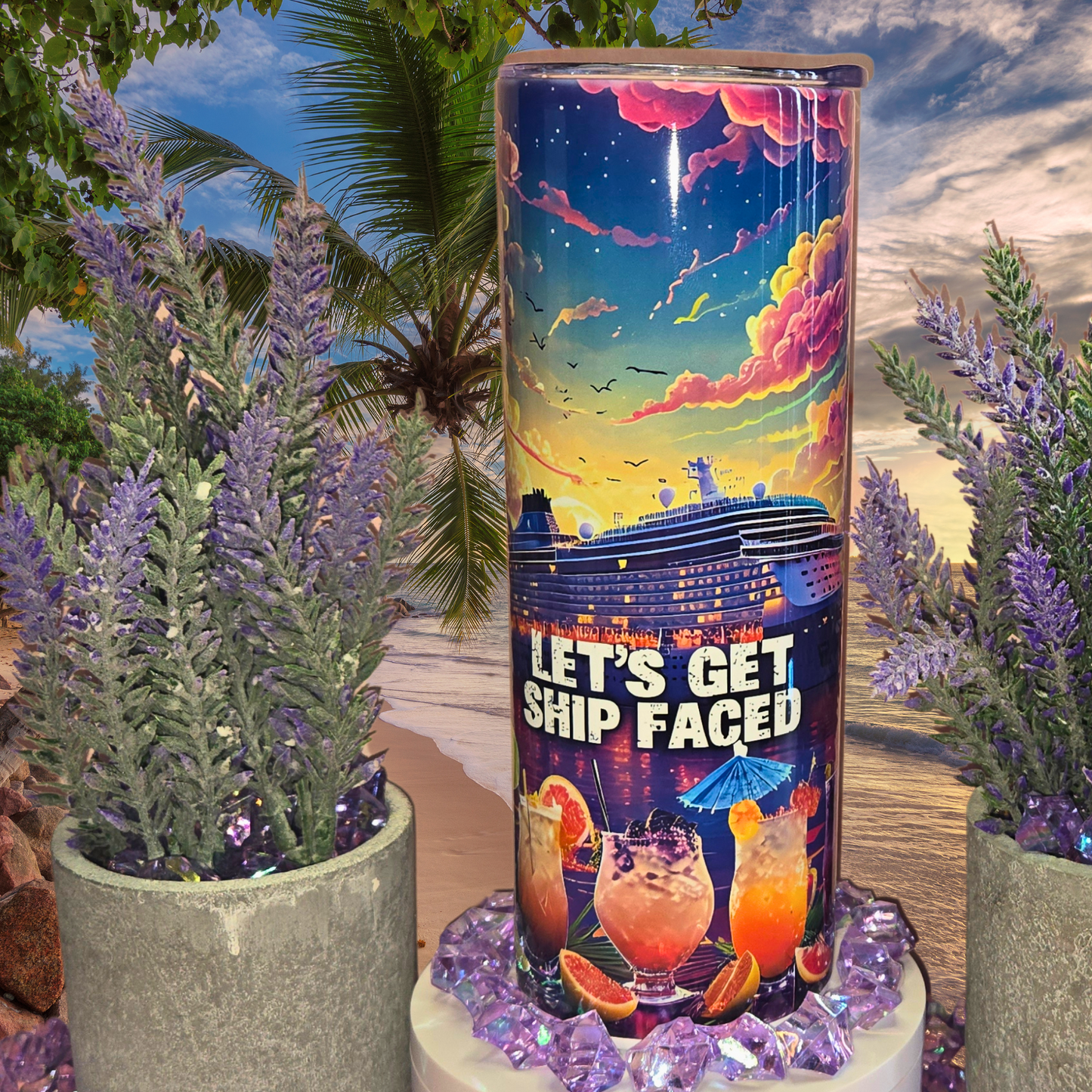 Let's Get Ship Faced 20 oz Stainless Steel Tumbler for Cruise Lovers - Fun Nautical Drinkware