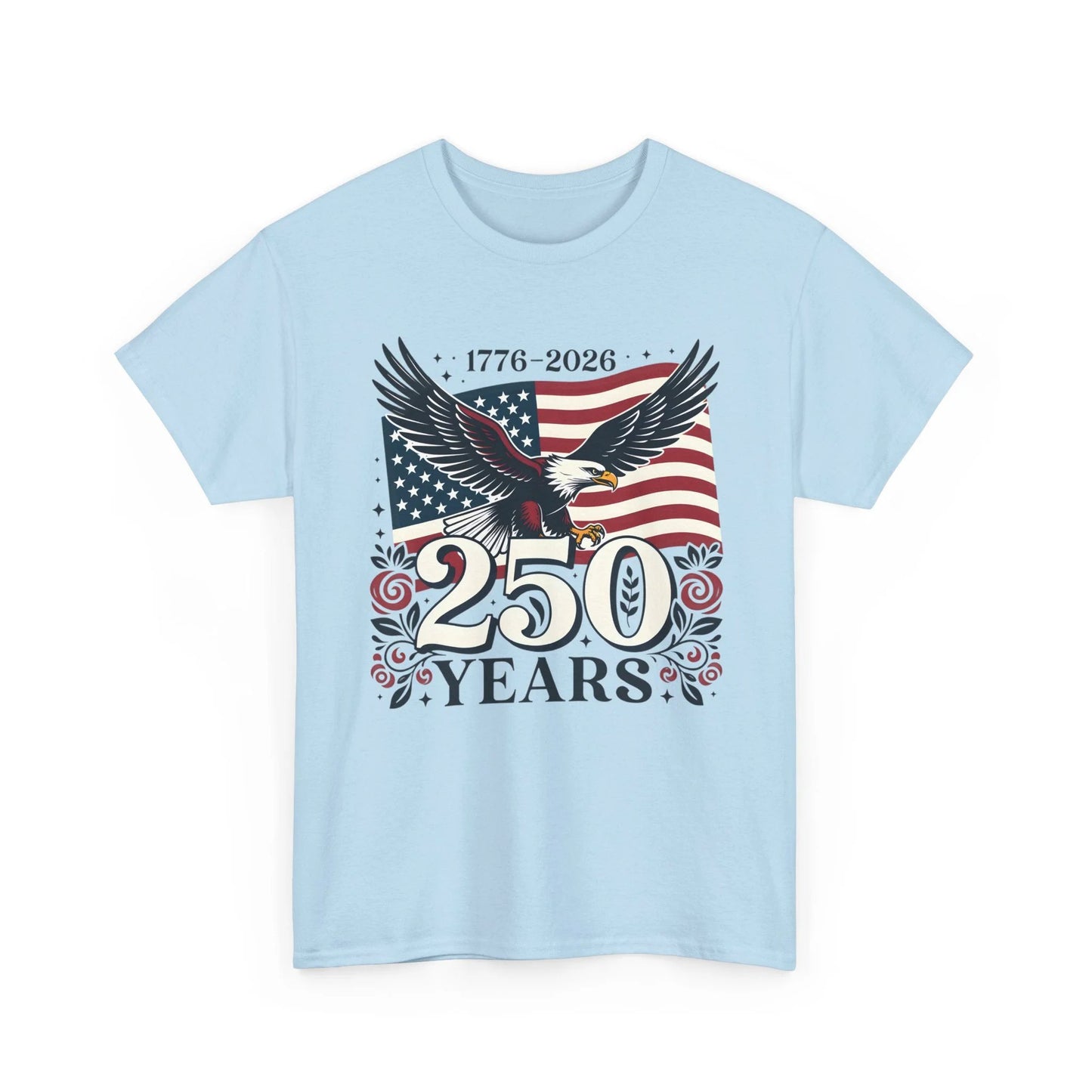 250 Years Eagle American Flag T-Shirt — 1776-2026 Patriotic Anniversary Tee by Printify