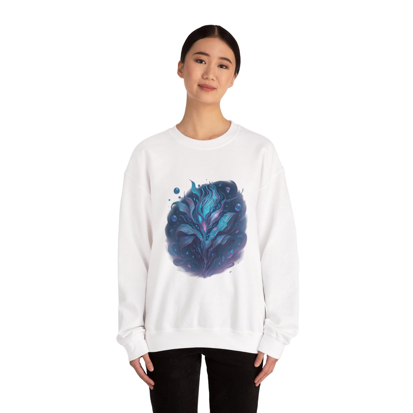 Fantasy Abstract Galaxy Leaf Sweatshirt – Trippy Cosmic Art Crewneck, Psychedelic Plant Pullover, Vaporwave Aesthetic Shirt