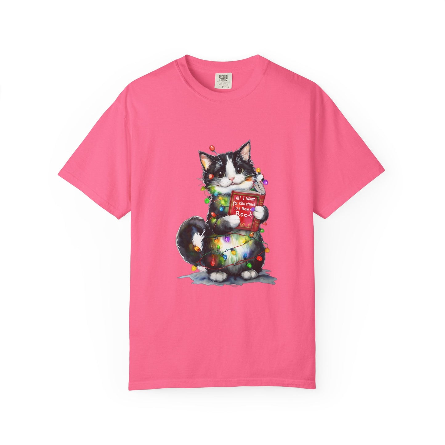 All I Want for Christmas Is Food Cat T-Shirt, Christmas Cat Lover Shirt, Cute Cat Holiday Tee, Funny Holiday Gift, Comfort Colors