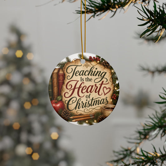 Teaching Is the Heart of Christmas Teacher Ornament featuring the Teaching Is the Heart of Christmas design – alternate product view