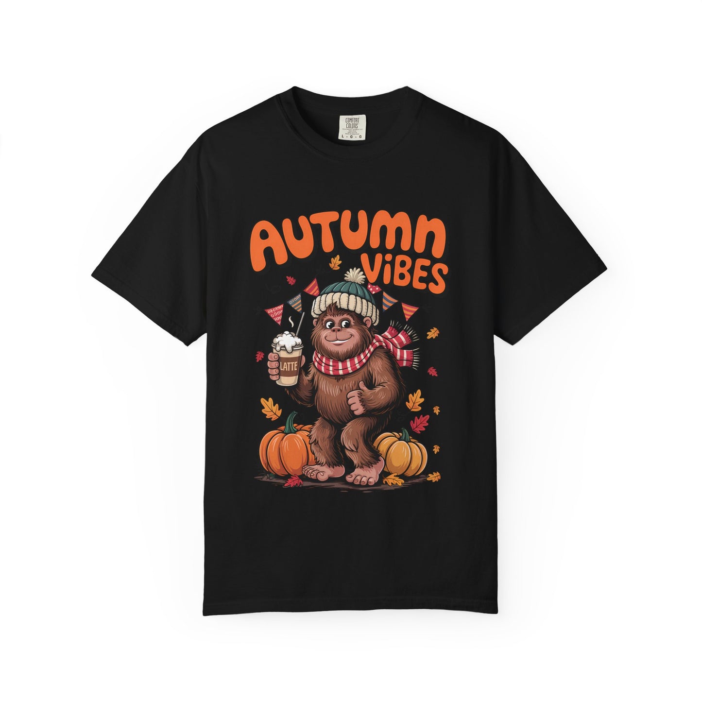 Autumn Vibes Bigfoot T-shirt - Cozy Cryptid and Pumpkin Spice Graphic Tee