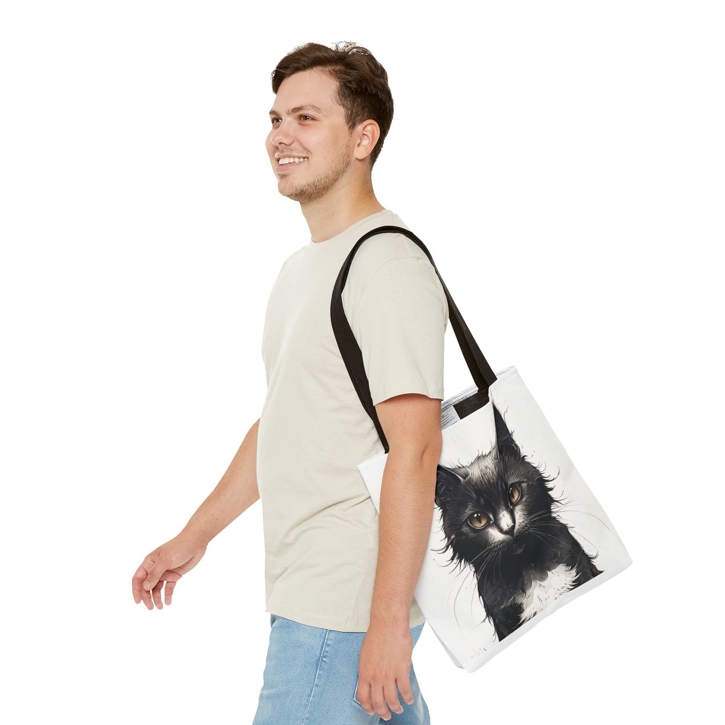 Elegant Black Cat Portrait Tote Bag - Stylish Reusable Shopping Bag for Cat Lovers