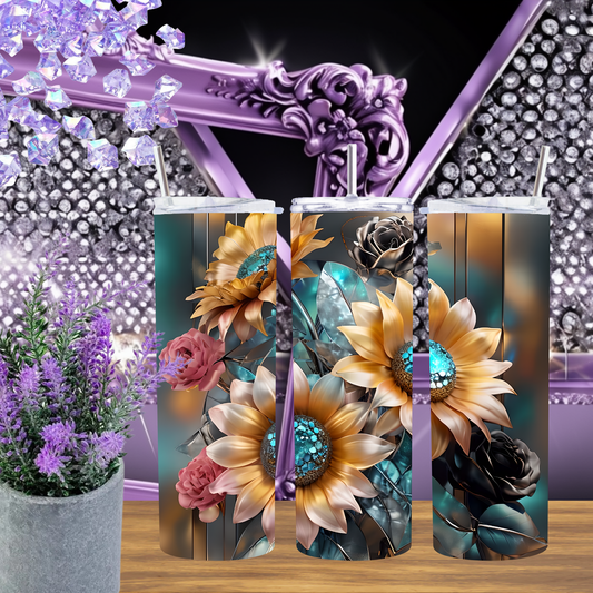 Vibrant Blooms: Elegant Floral 20 oz Tumbler - Carry the Beauty of Nature