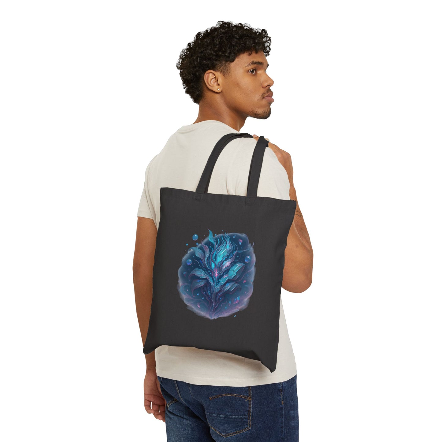 Fantasy Galaxy Leaf Tote Bag – Trippy Cosmic Plant Print, Aesthetic Artcore Canvas Bag, Surreal Nature Shopper, Spacecore Gift