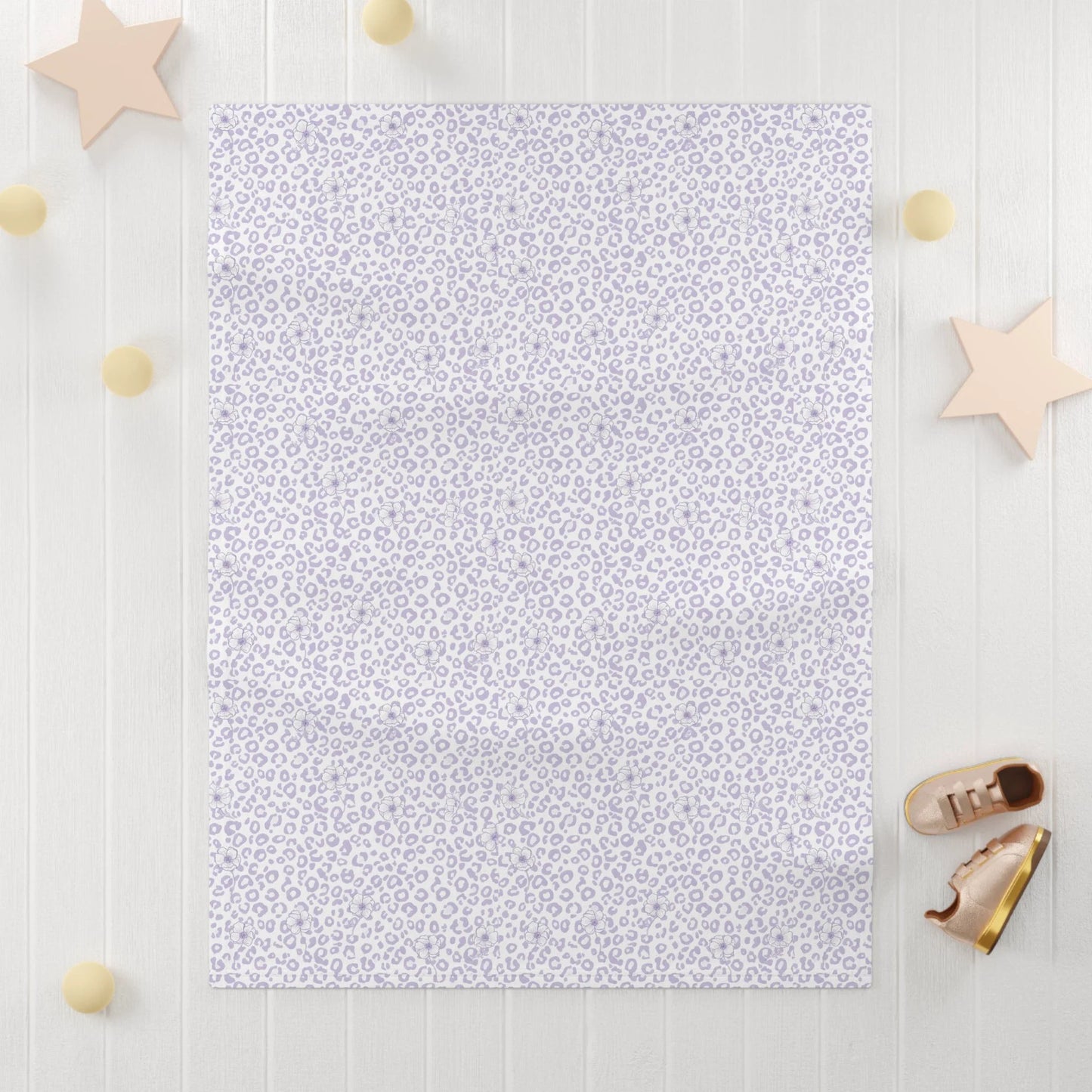 Lilac Leopard Anemone Baby Blanket — Soft Fleece Infant Throw by Printify