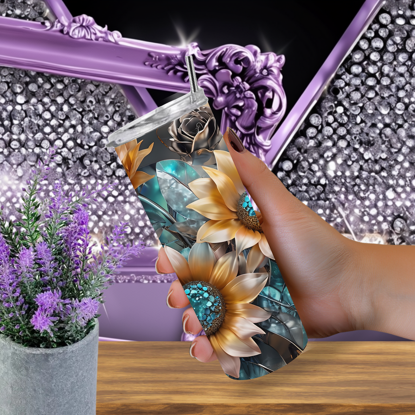 Vibrant Blooms: Elegant Floral 20 oz Tumbler - Carry the Beauty of Nature