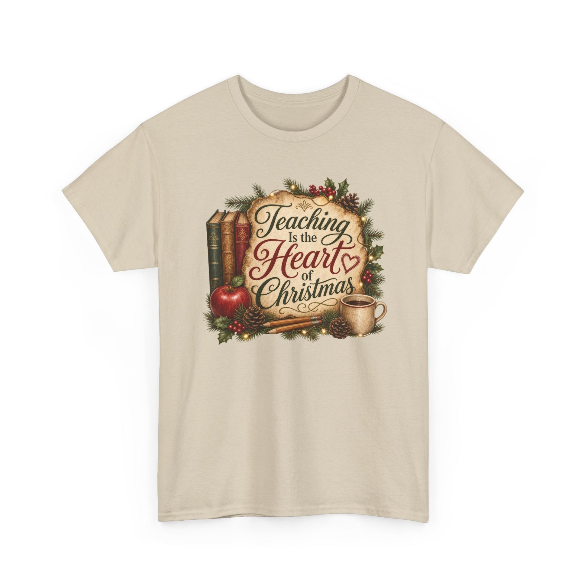 Teaching Is the Heart of Christmas teacher T-shirt front product view