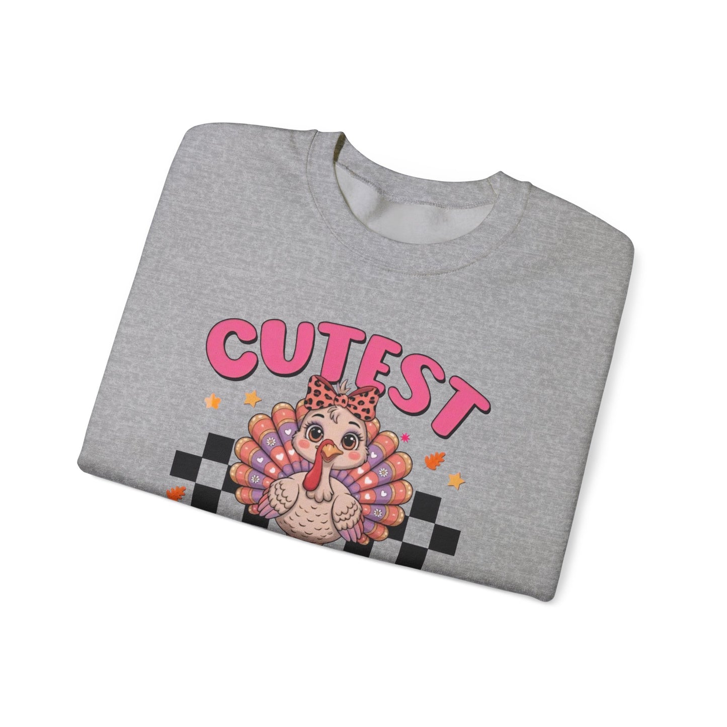 Chic Retro Turkey Thanksgiving Sweatshirt: Cutest At The Table – Cozy Crewneck in Purple, Pink, & More Colors for Holiday Family Gatherings