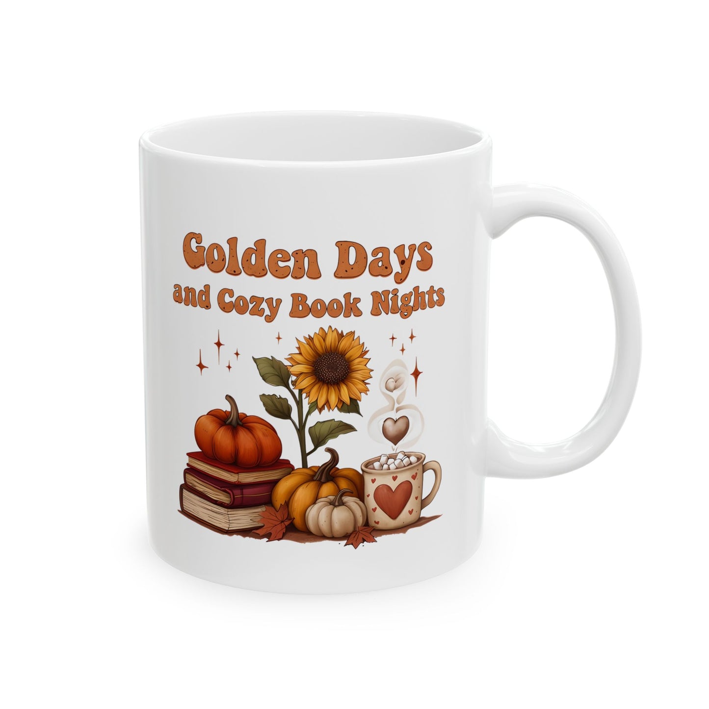 Golden Days and Cozy Book Nights Mug, Autumn Reading Coffee Cup, Fall Vibes Mug, Cozy Season Drinkware, Bookworm Gift, Literary Drinkware